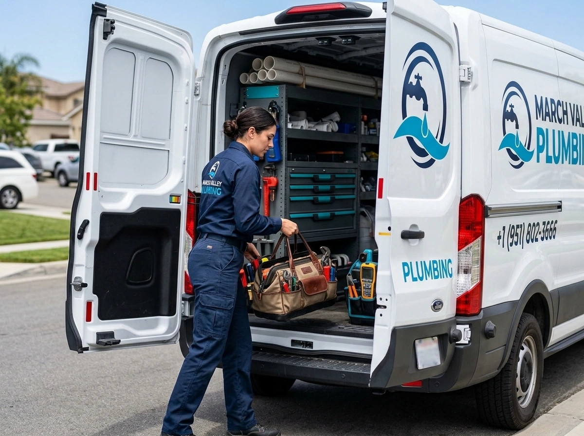 Fully Equipped Service Vans Ready for 24/7 Response March Valley Plumbing Moreno Valley CA