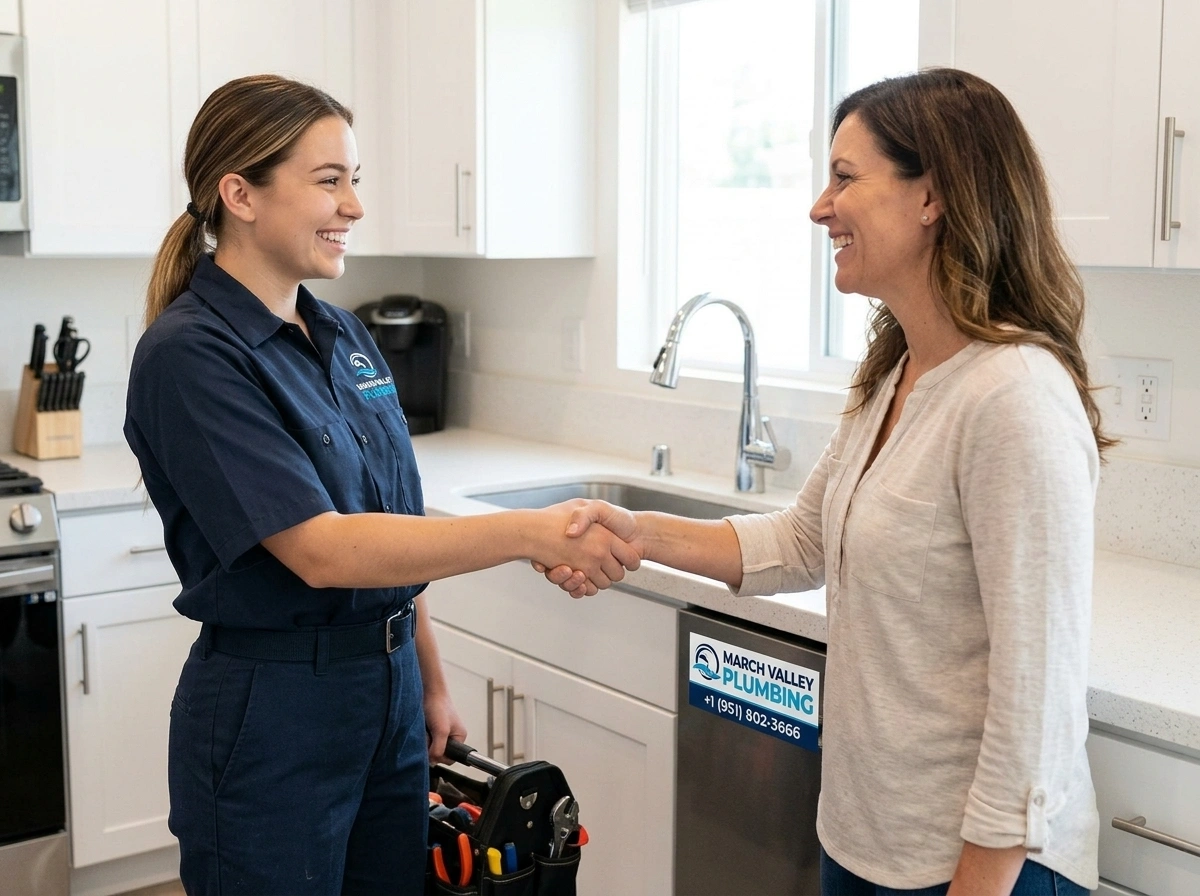 Trusted Plumber and Satisfied Homeowner in March Valley Plumbing Moreno Valley CA